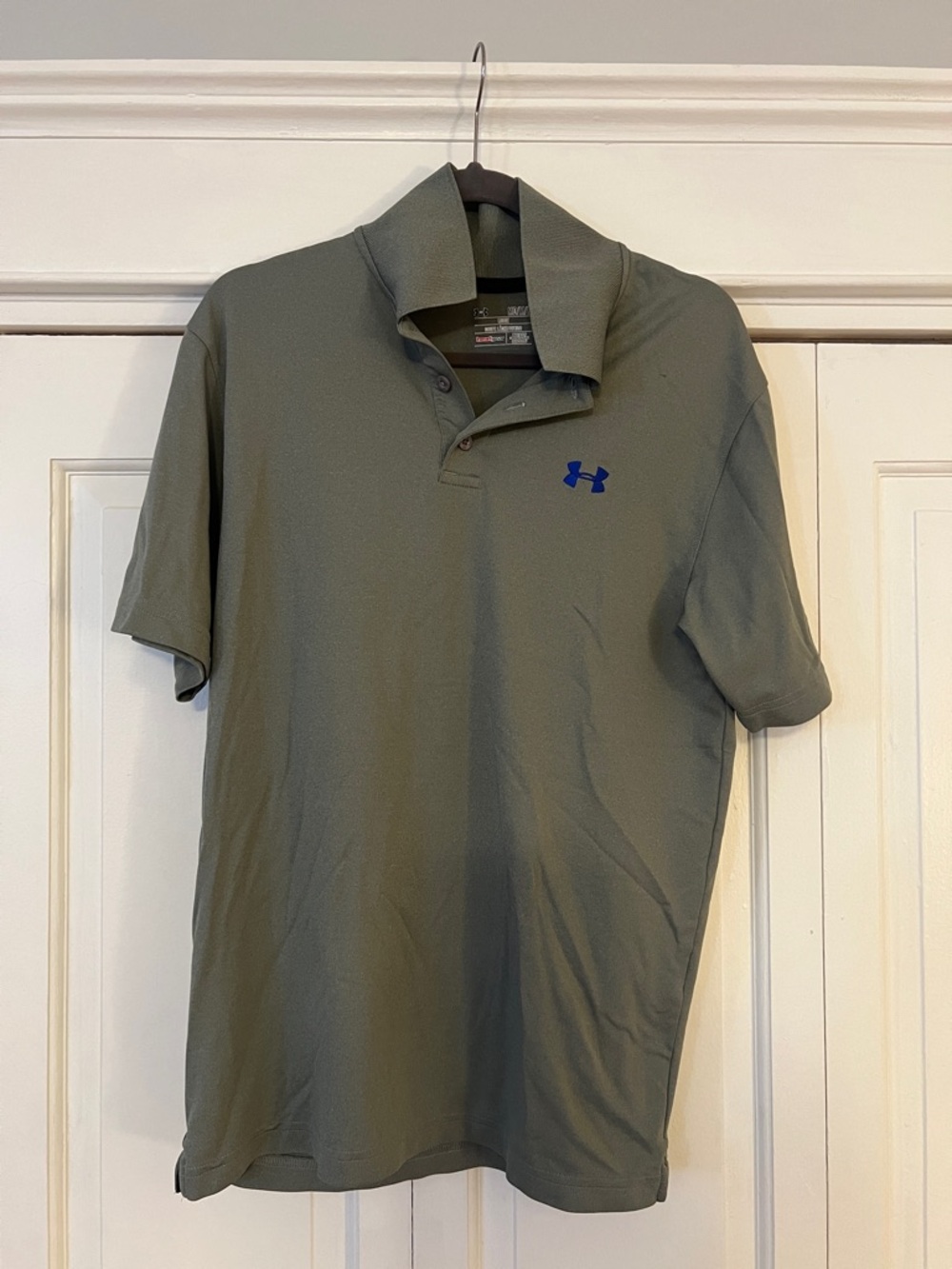 Under Armour Heat Gear Team USA Men's Olive Polo with Blue Logo